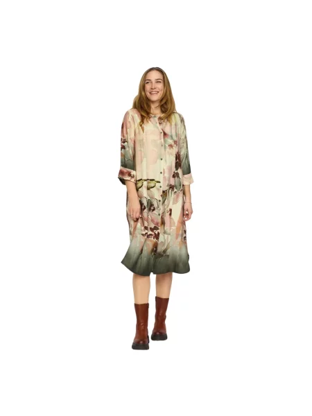 Wielobarwność sukienka 2-biz w kwiatki khaki