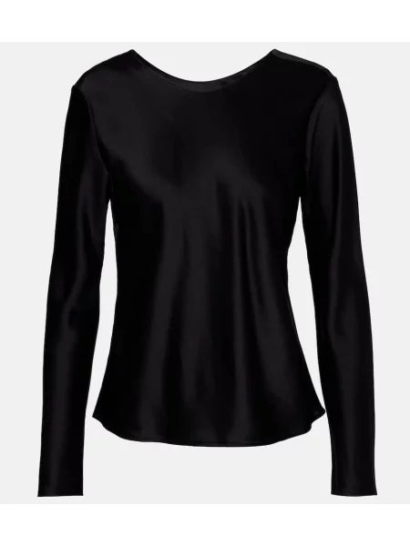 Top Leset din satin drapat negru