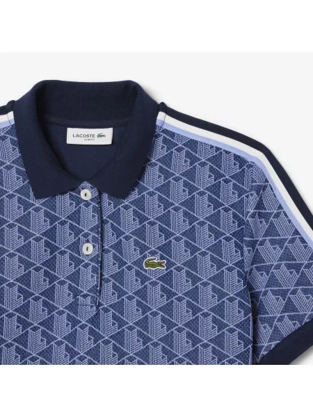Lacoste Koszulka Polo O Dopasowanym Kroju Z Żakardowym Monogramem niebieska