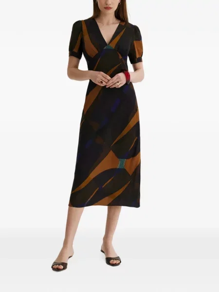 Rochie midi Framboise cu imagine cu imprimeu abstract negru