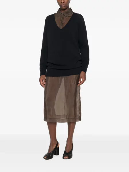 Džemper Mm6 Maison Margiela s V-izrezom plava