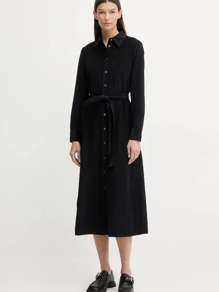 Marc O'Polo sukienka sztruksowa granatowy midi prosta