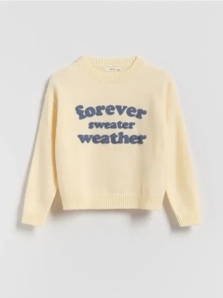 Reserved Джемпер із написом кремовий 