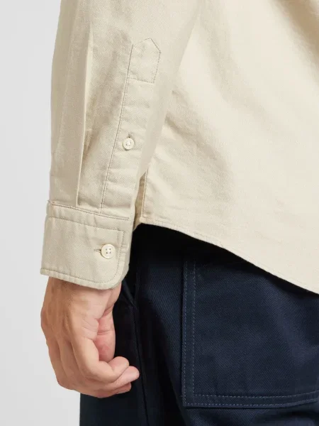 Cămașă Selected Homme din țesătură twill bej