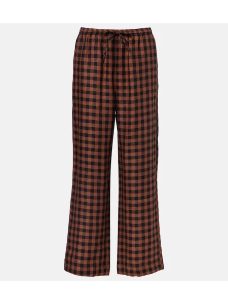 Pantaloni Asceno de in în carouri maro