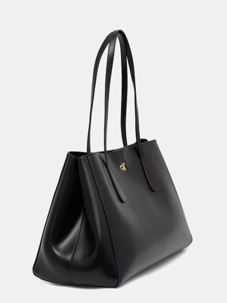 Pocnitură geantă shopper Calvin Klein din piele negru