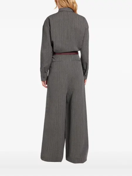 Pantaloni Ports 1961 cu model herringbone plisate gri