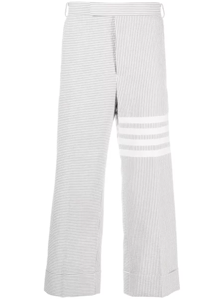 Pruhované kalhoty Thom Browne šedé