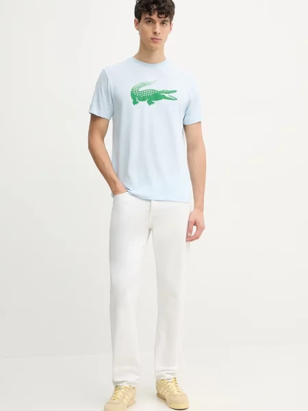 Lacoste t-shirt niebieski z nadrukiem błękitna