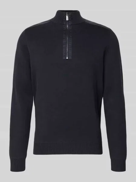 Bluza o kroju regular fit z kołnierzem i elastycznymi wykończeniami Christian Berg Men granatowa