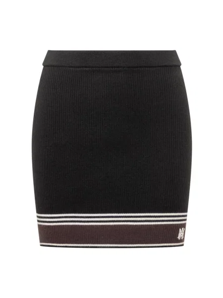 Mała spódnica mini Amiri wełniana w paski czarna