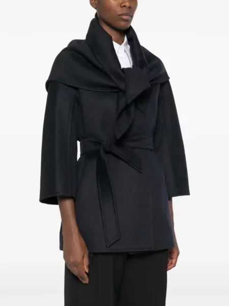 Gulerat cu centură palton Max Mara albastru