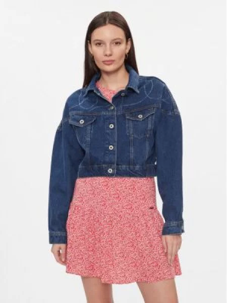 Pepe Jeans Džinsinė striukė Foxley Logo Oversize mėlyna