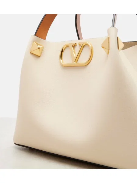 Kožená kožená taška Valentino Garavani biela