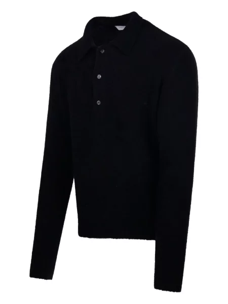 Tricou polo Diana Studio de lână negru