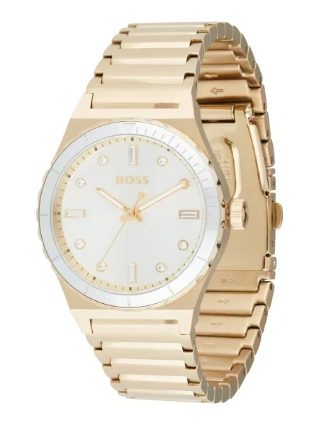 BOSS Ceas analogic CANDOR / argintiu / transparent auriu