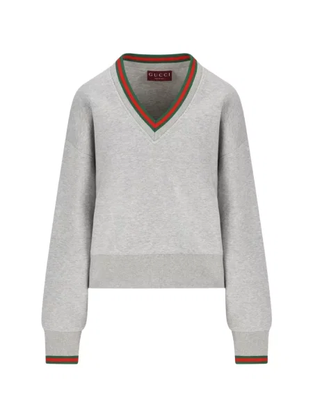 Pulover Gucci cu decolteu în V gri