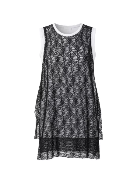 Vestă Y's fără mâneci din dantelă negru