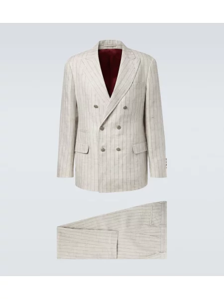 Costum Brunello Cucinelli de in cu dungi de costum bej