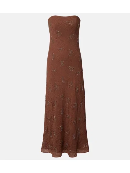 Rochie maxi Staud din organza cu mărgele maro
