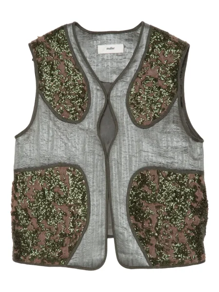 Kamizelka Muller Of Yoshiokubo z cekinami bez rękawów zielona