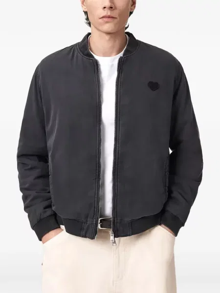 Geacă bomber Allsaints cu motiv cu inimi negru