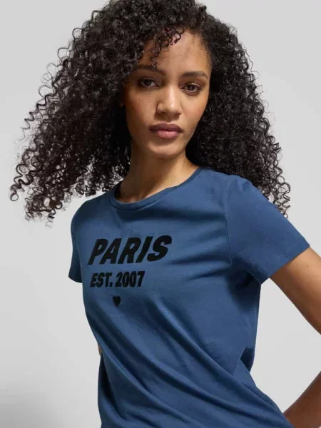 T-shirt o kroju regular fit z czystej bawełny Tom Tailor Denim niebieska