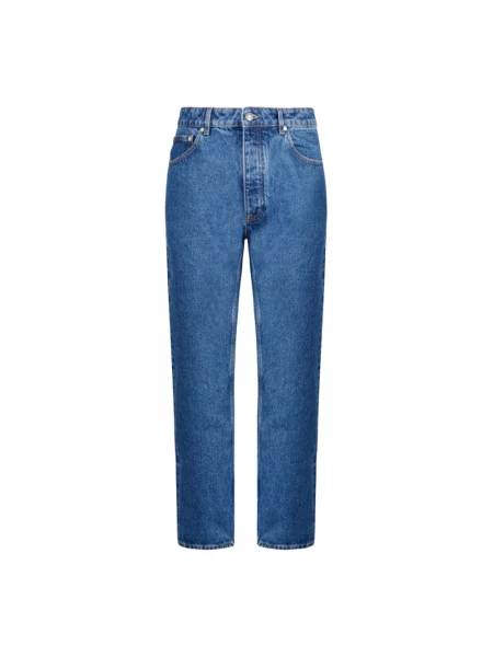 Haftowane jeansy straight leg Palm Angels niebieskie