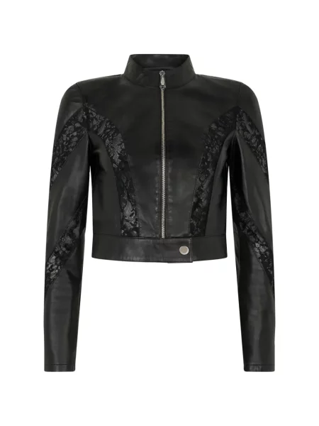 Geacă Philipp Plein din dantelă biker negru