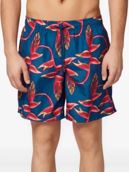 Slip de baie Sundek cu model floral cu imagine cu cordon albastru