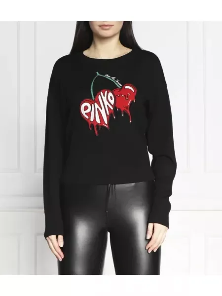 Pinko de lână pulover mercurio maglia wo + jacqu negru