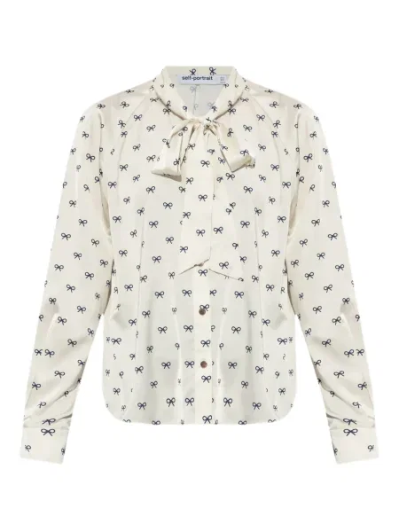 Cămașă Self-portrait cu funde alb