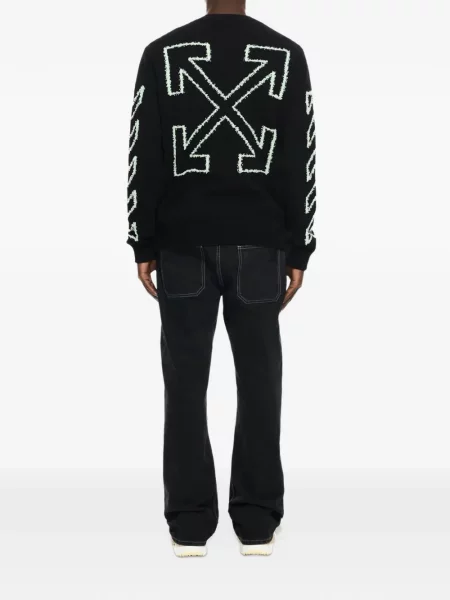 Pulover Off-white cu decolteu rotund alb