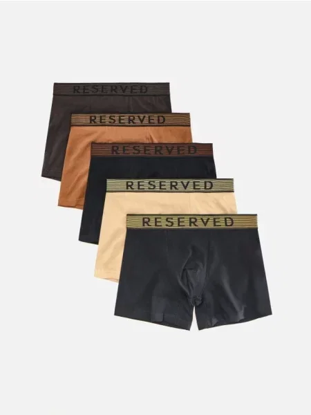 Reserved Set de 5 perechi de boxeri long brun-auriu