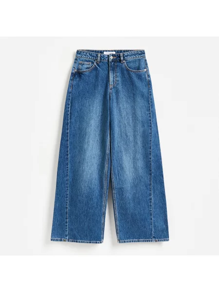 Reserved Wide leg farmer varrással tengerészkék