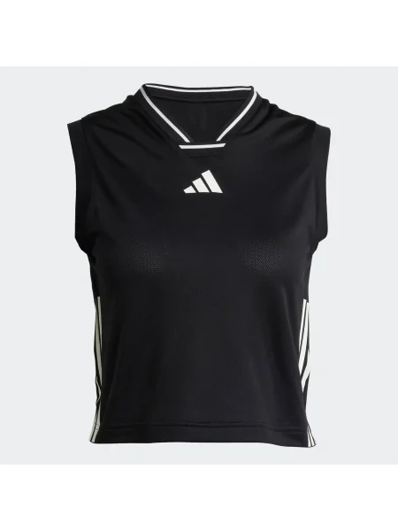 Pruhovaný top Adidas Sportswear so sieťovinou čierna