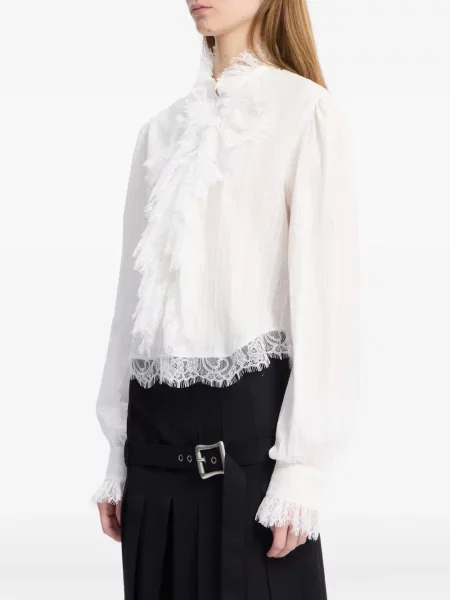 Bluză Ann Demeulemeester cu volane din dantelă alb