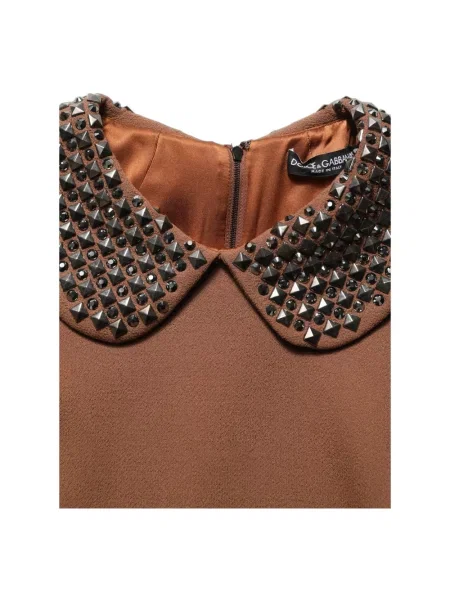 Sukienka midi Dolce And Gabbana wełniana brązowa