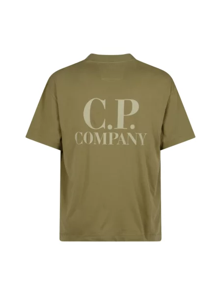 Koszulka C.p. Company z krótkim rękawem z dżerseju z logo zielona
