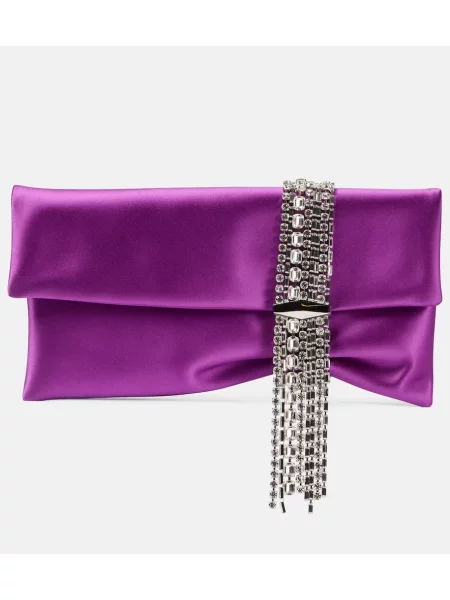 Geantă plic Jimmy Choo din satin violet