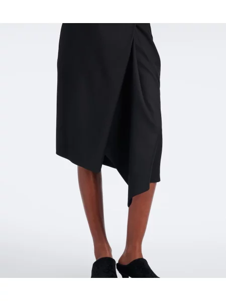 Cu centură fustă midi Loewe de lână drapată negru