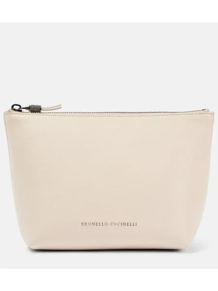 Geantă plic Brunello Cucinelli din piele alb