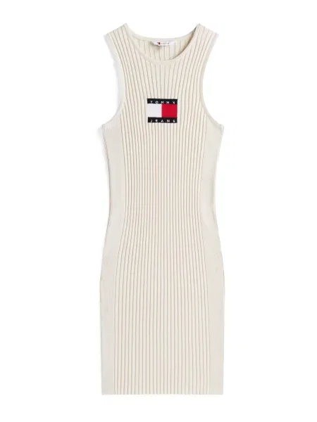 Tommy Jeans Rochie tricotată Écru alb