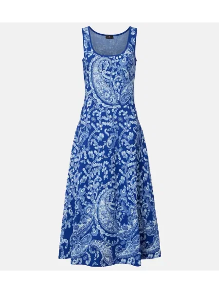 Rochie Etro cu franjuri albastru