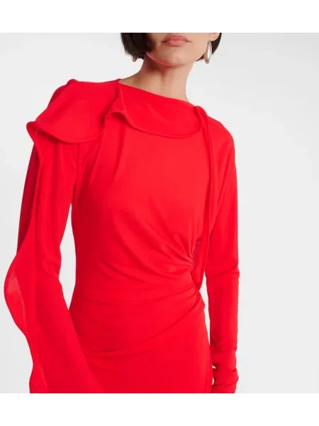 Rochie maxi Victoria Beckham drapată de costum roșu