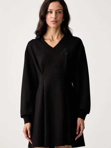 Armani Exchange rochie evazată cu vâscoză negru