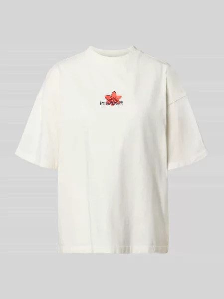 T-shirt o kroju oversize z przeszyciem z etykietą model MODRA' Pegador beżowa