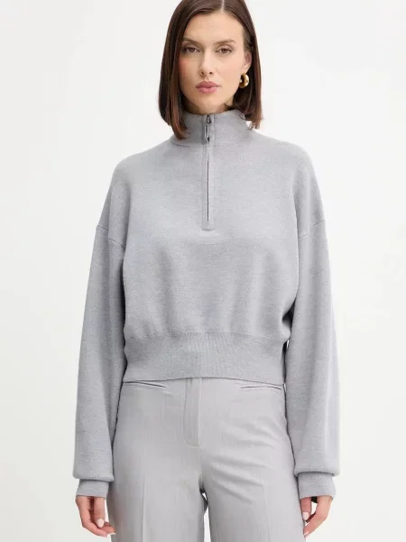 Sweter Victoria Beckham z wełny merino szary