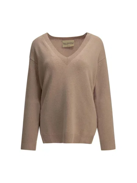 Sweter Valentino z dekoltem w serek różowy