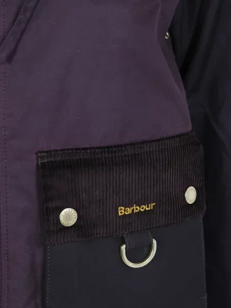 Geacă parka Barbour de catifea cord cu glugă roșu